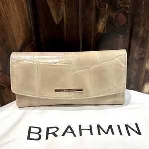 Brahmin Taupe Callisto Modern Checkbook Wallet
